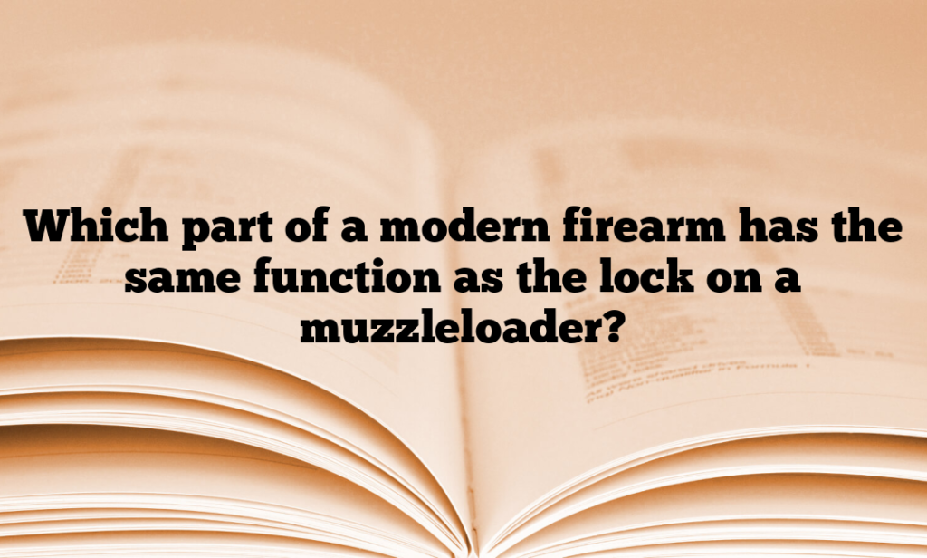 Which part of a modern firearm has the same function as the lock on a muzzleloader?