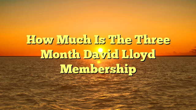 How Much Is The Three Month David Lloyd Membership